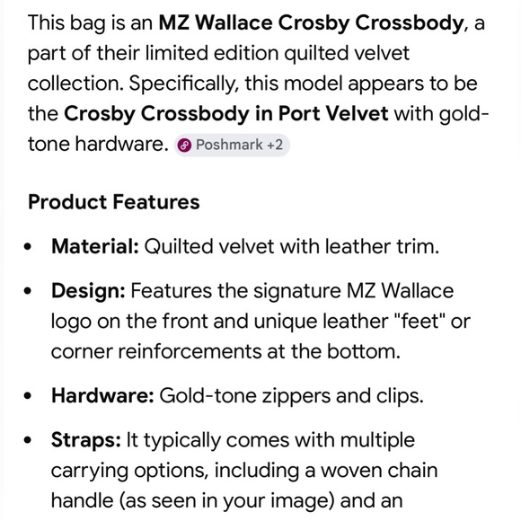 MZ Wallace Velvet Leather HandBag in Velvet - Picture 6 of 10